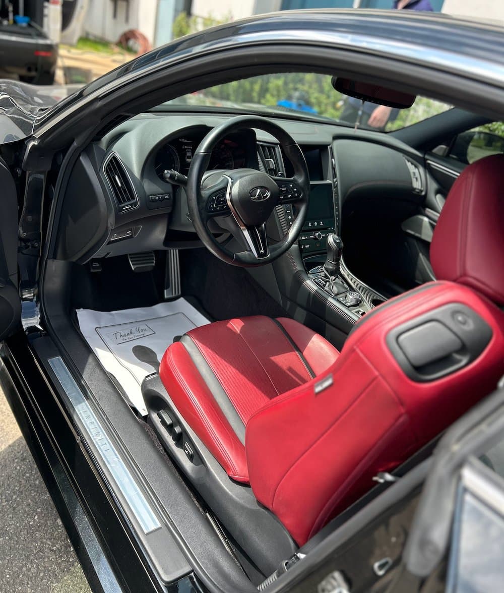 Infiniti Q60 red leather interior — GTA Luxury Detailing Gallery Toronto