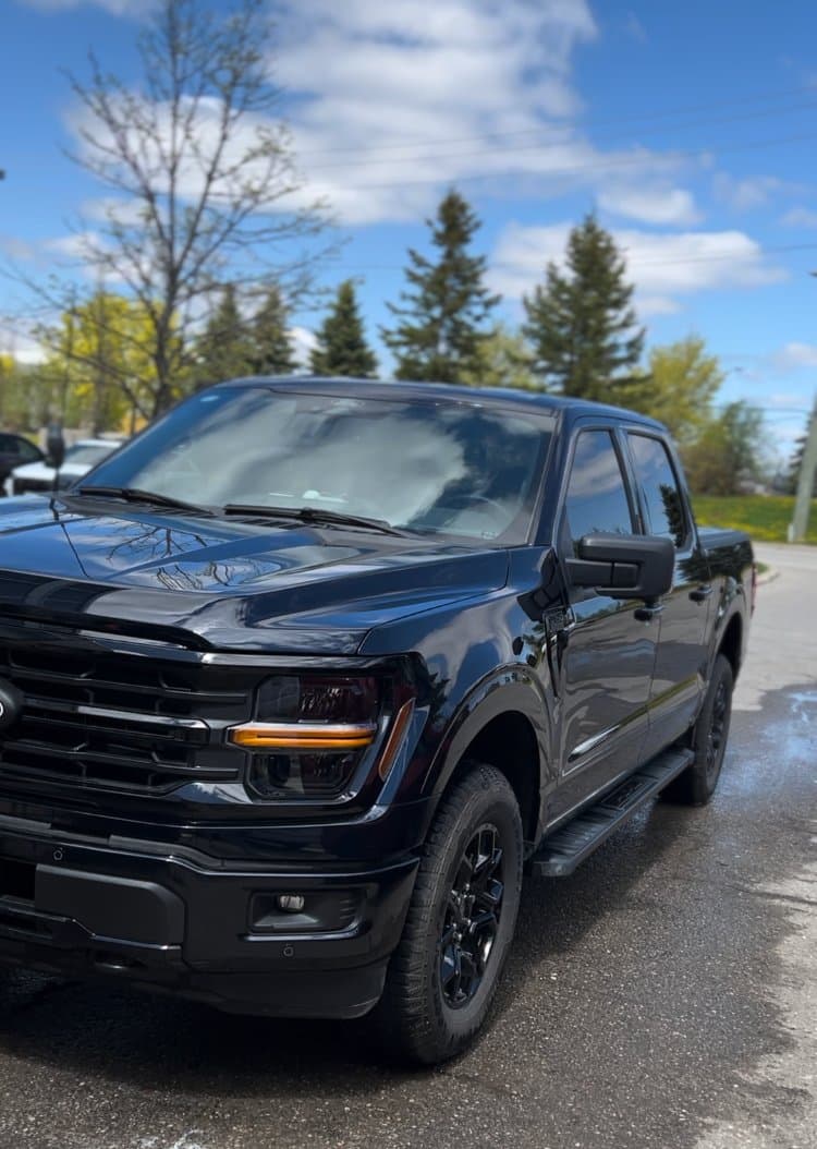 Dark blue Ford F-150 after exterior detail