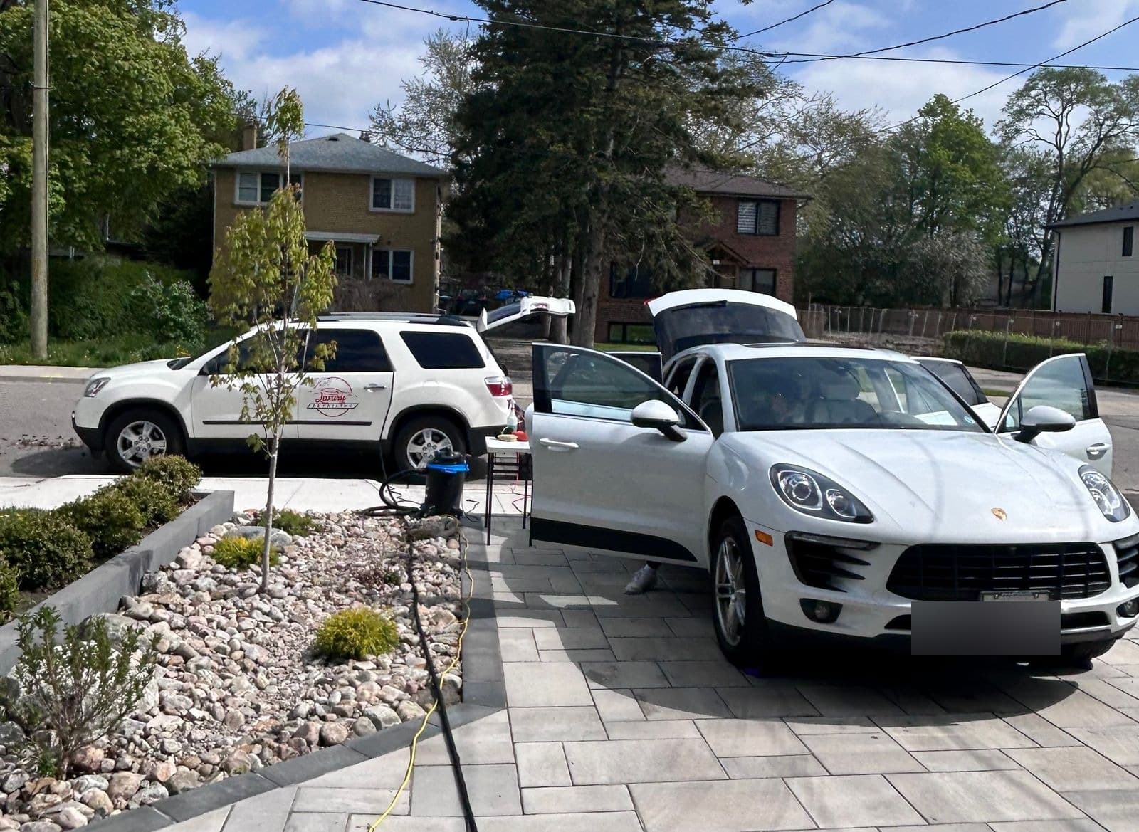 GTA Luxury Detailing mobile setup with Porsche on driveway